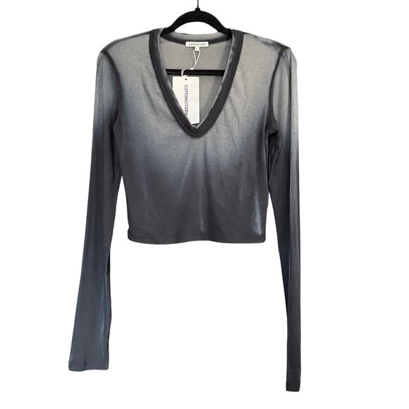 Cotton Citizen Verona V Neck Mid Top Black Ombre Womens Sz Large NWT Made In USA - Picture 12 of 13